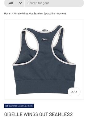 Oiselle Seamless Racerback Sports Bra in Charcoal with Cream Trim